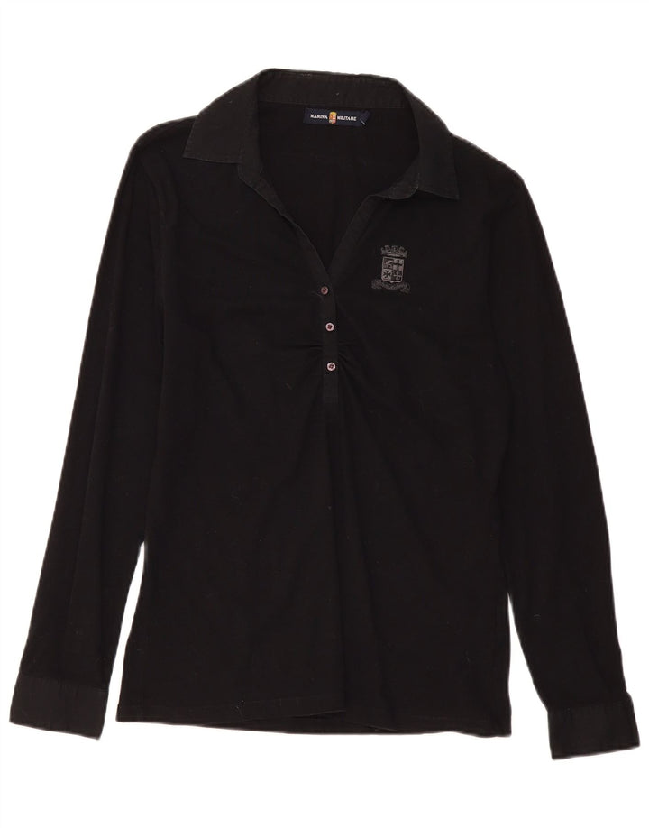 MARINA MILITARE Langærmet polotrøje til kvinder UK 18 XL Sort bomuld