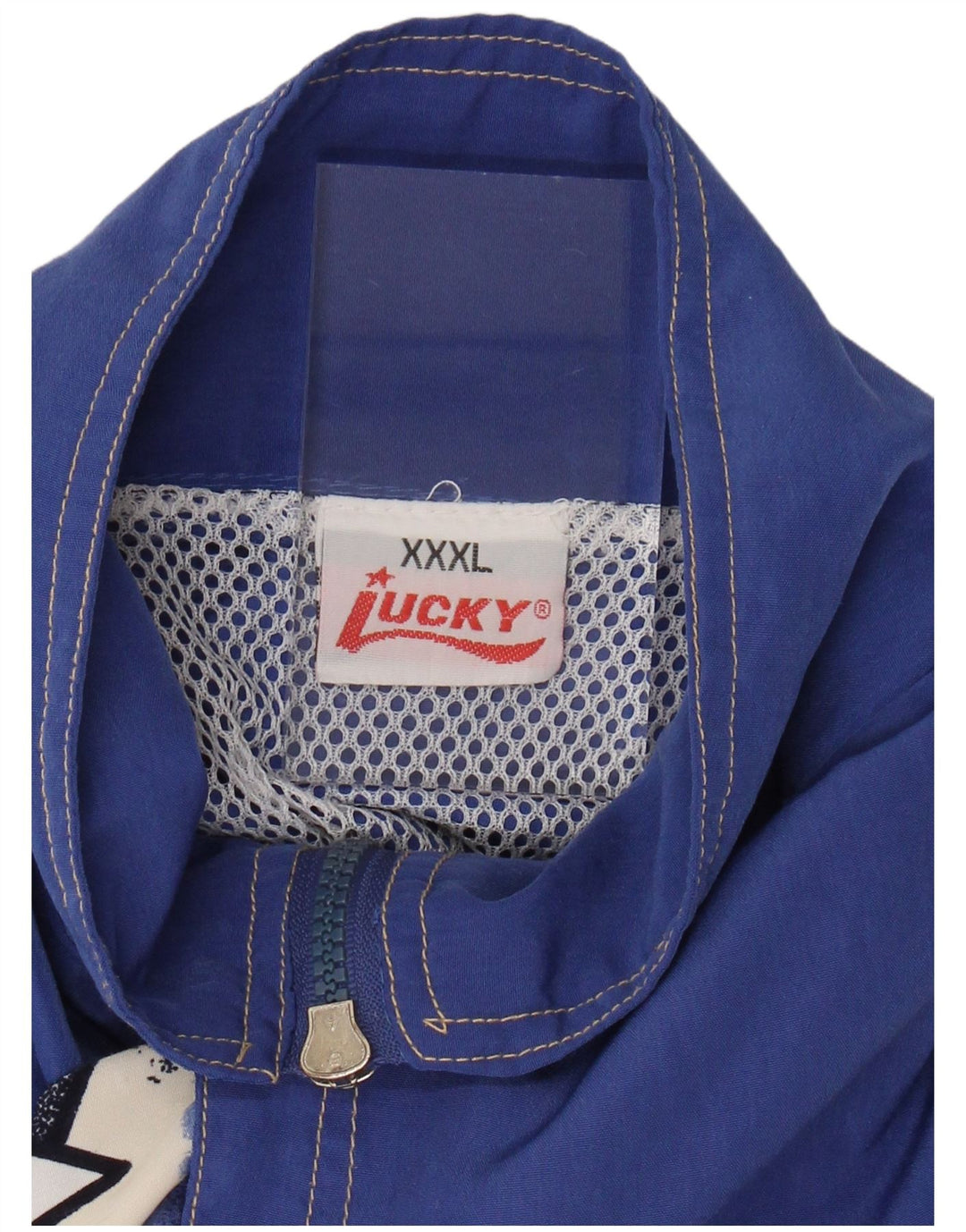 VINTAGE træningsdragt topjakke til kvinder UK 22 3XL blå geometrisk bomuld