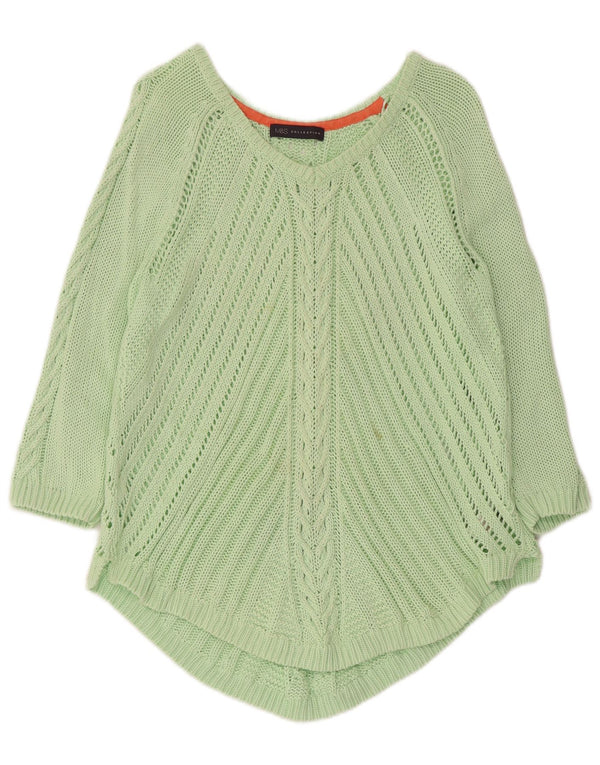 Marks & Spencer Dame Asymmetrisk V-hals Jumper Sweater UK 18 XL Grøn