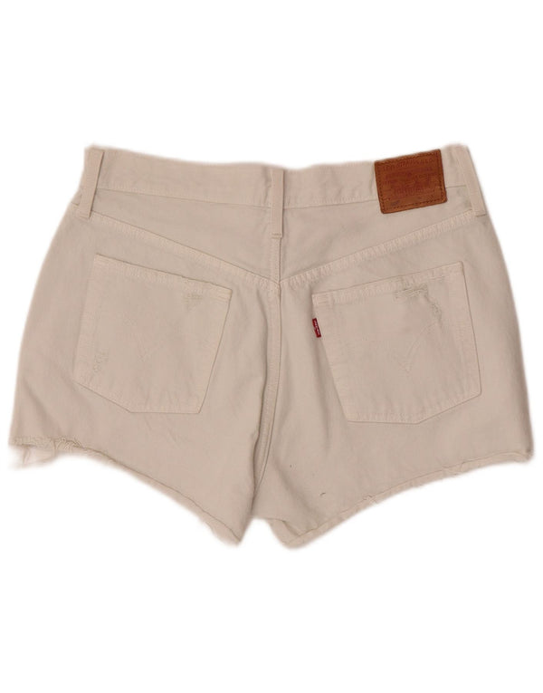 Levi's Womens 501 Distressed Denim Shorts W30 Medium Off White Bomuld