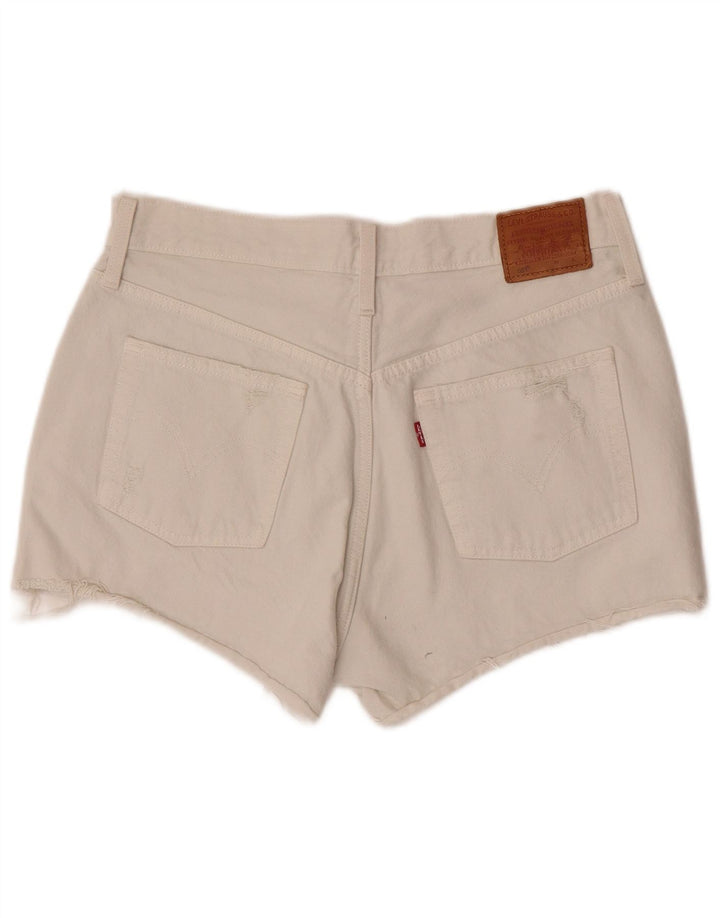 Levi's Womens 501 Distressed Denim Shorts W30 Medium Off White Bomuld
