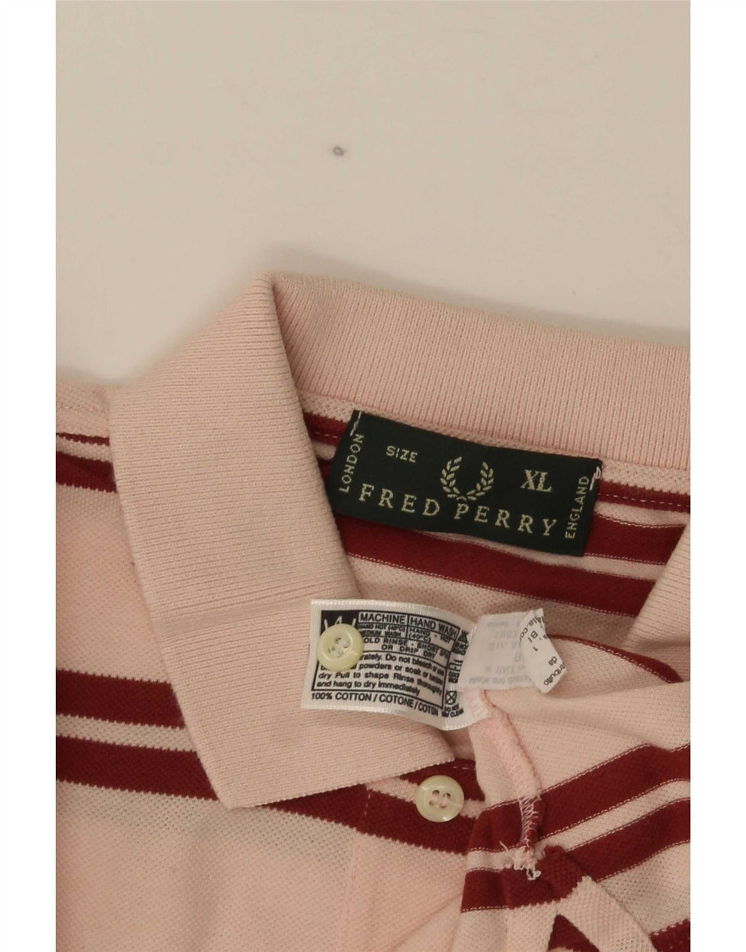Fred Perry Herre poloshirt XL Pink Stribet bomuld