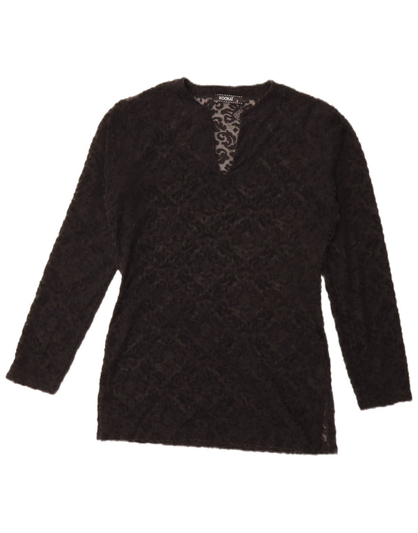 Kookai Dame Oversized Se Through Top US 2 XS Black Floral