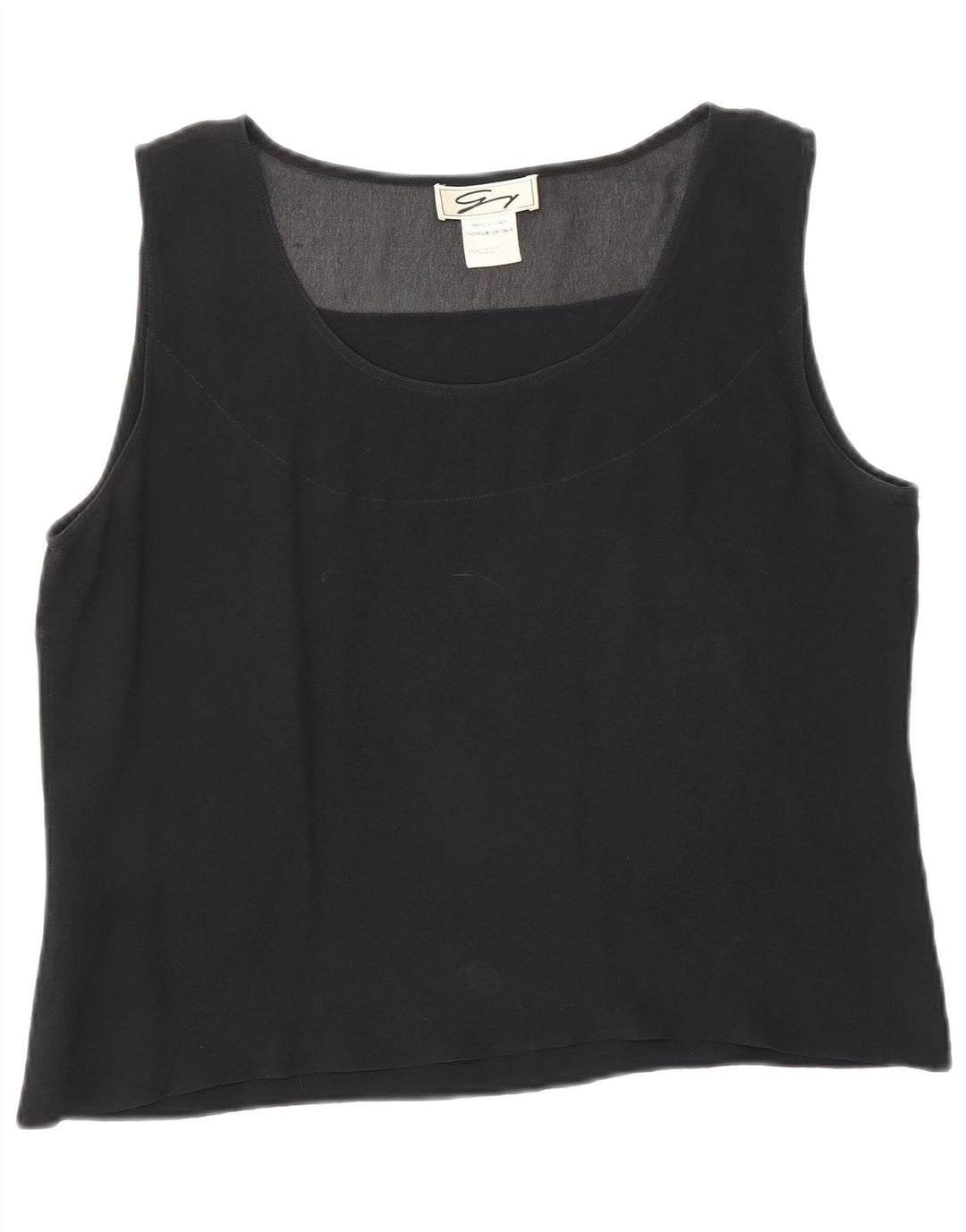 Genny Womens Crop Ærmeløs bluse Top UK 12 Medium Sort Silke