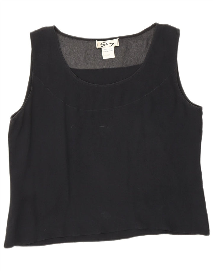 Genny Womens Crop Ærmeløs bluse Top UK 12 Medium Sort Silke