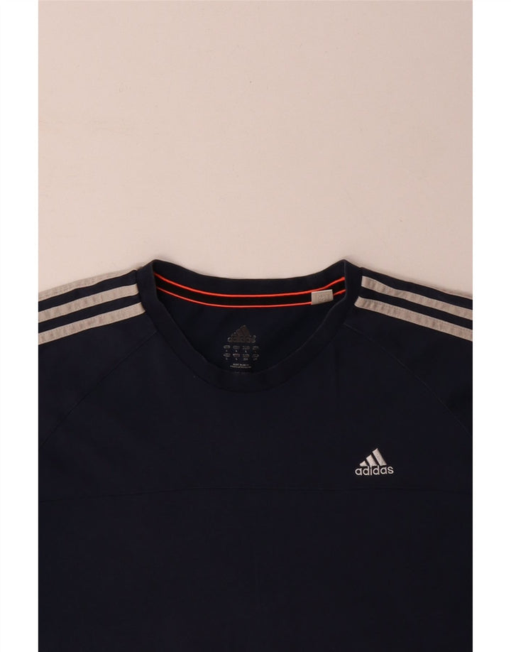 ADIDAS Herre Climalite T-shirt Top Stor marineblå bomuld