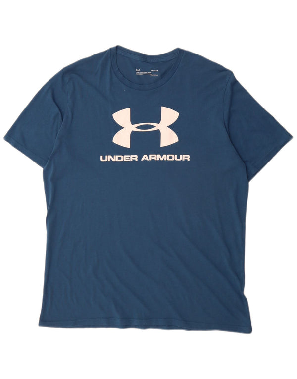 Under Armour Herre Heat Gear Grafisk T-Shirt Top Stor Blå