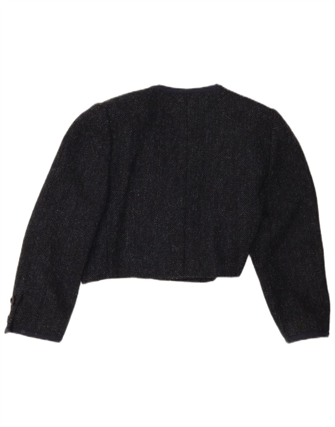 Vintage kvinders 3/4 ærmet Bolero-jakke UK 12 Medium Navy Blue Sildeben