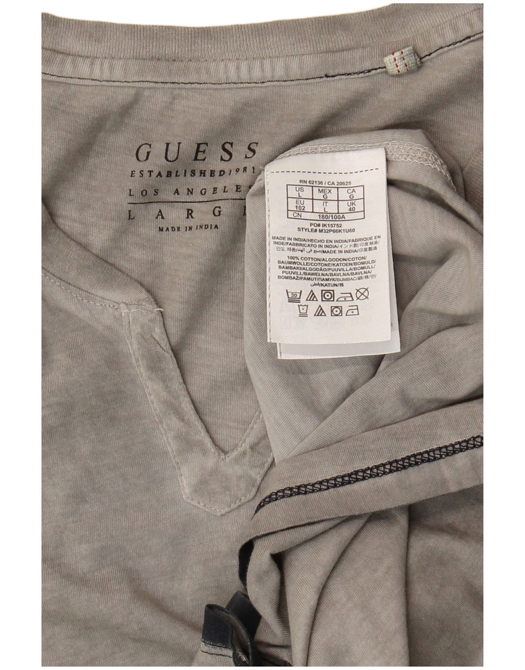 Guess Herre T-Shirt Top Stor Grå Bomuld