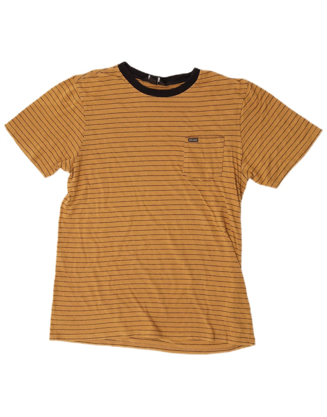 Volcom Herre T-Shirt Top Medium Gul Stribet Bomuld