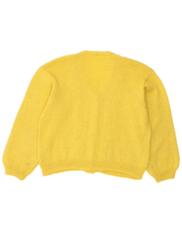 Vintage Dame Crop Cardigan Sweater UK 14 Medium Yellow