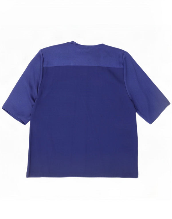 L.K. Bennett Dame 1/2 ærmet bluse Top UK 16 Large Blue Acetate