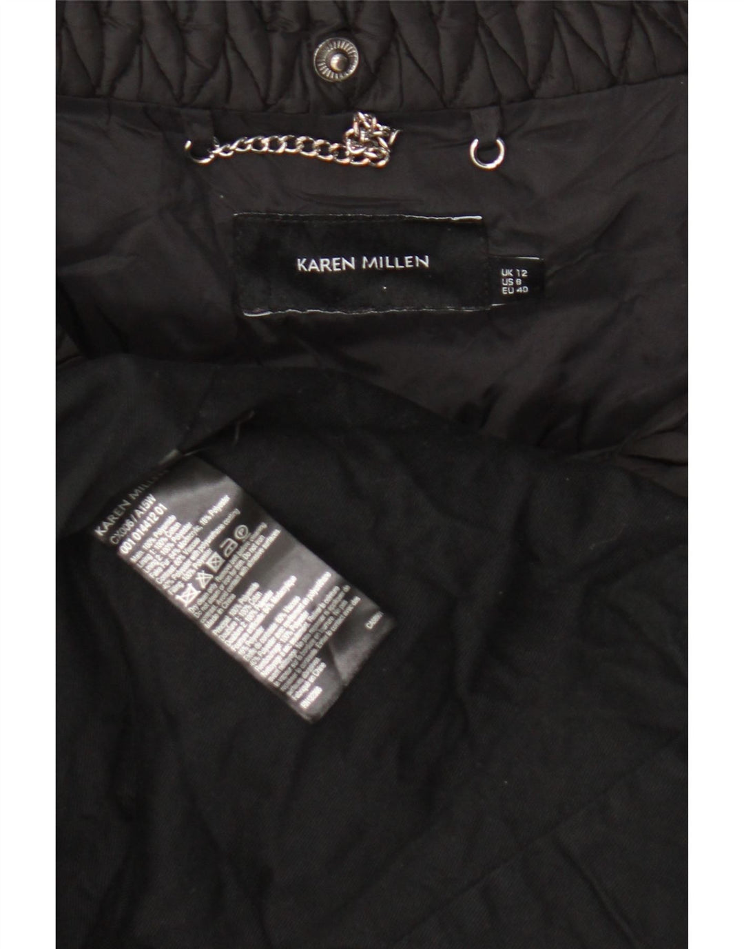 Karen Millen Womens Polstret Frakke UK 12 Medium Sort Polyamid
