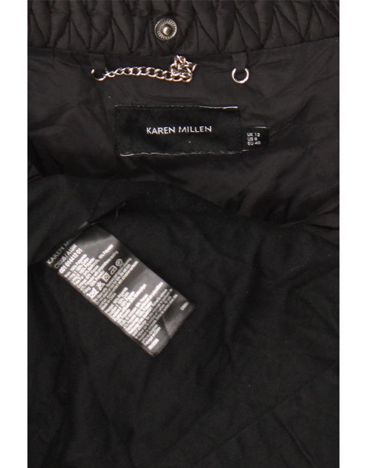 Karen Millen Womens Polstret Frakke UK 12 Medium Sort Polyamid