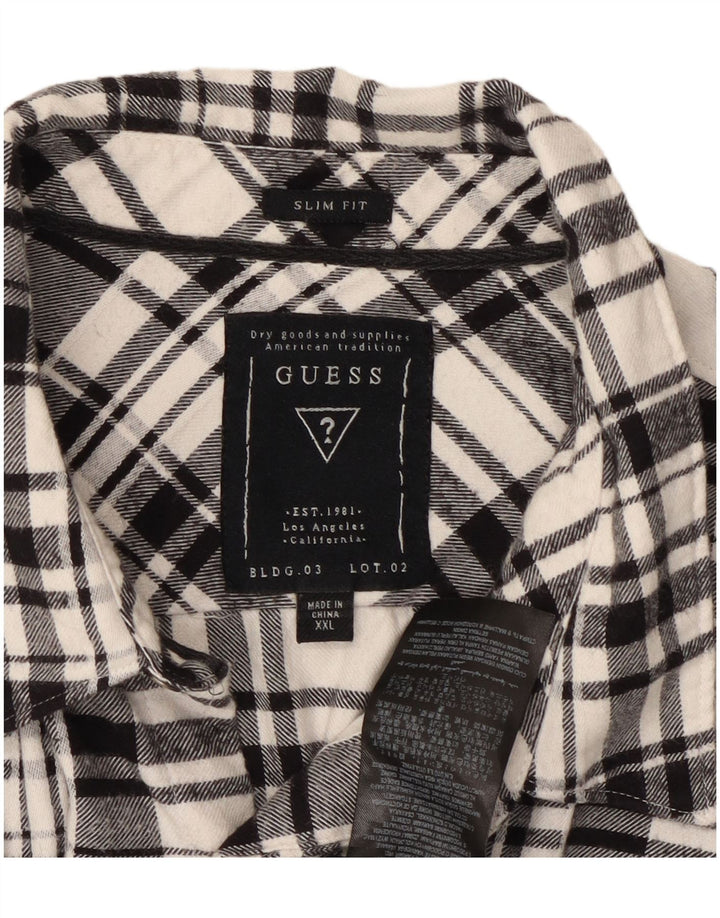 GUESS Herre Slim Fit Military Flanell Shirt 2XL sort ternet bomuld