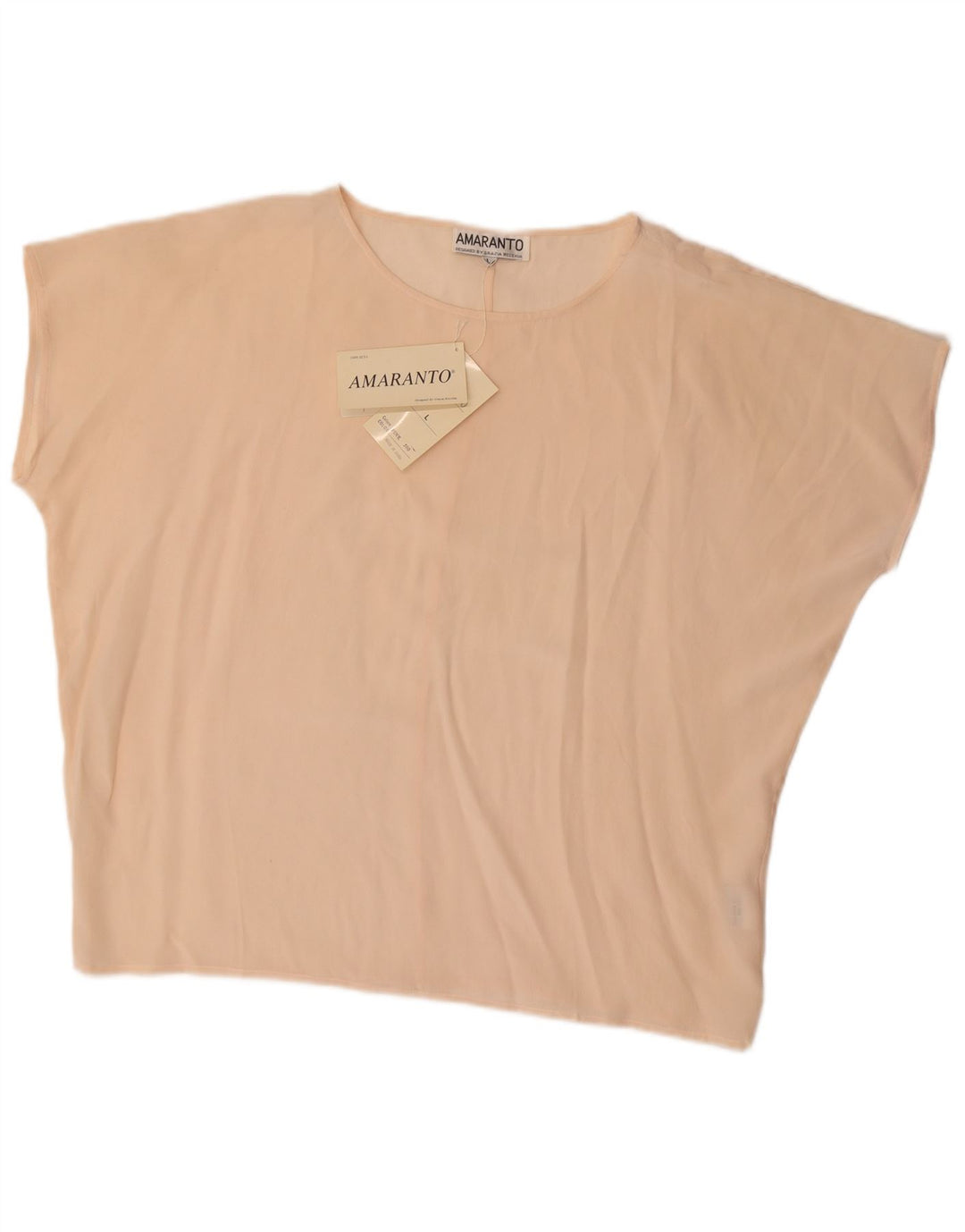 Amaranto Dame Oversized Bluse Top UK 16 Large Beige Silk