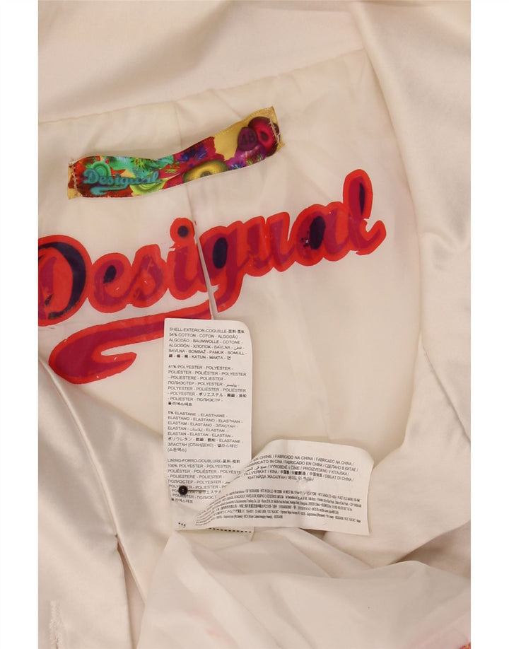 Desigual Grafisk Overfrakke til kvinder EU 48 2XL Hvid Blomsterbomuld
