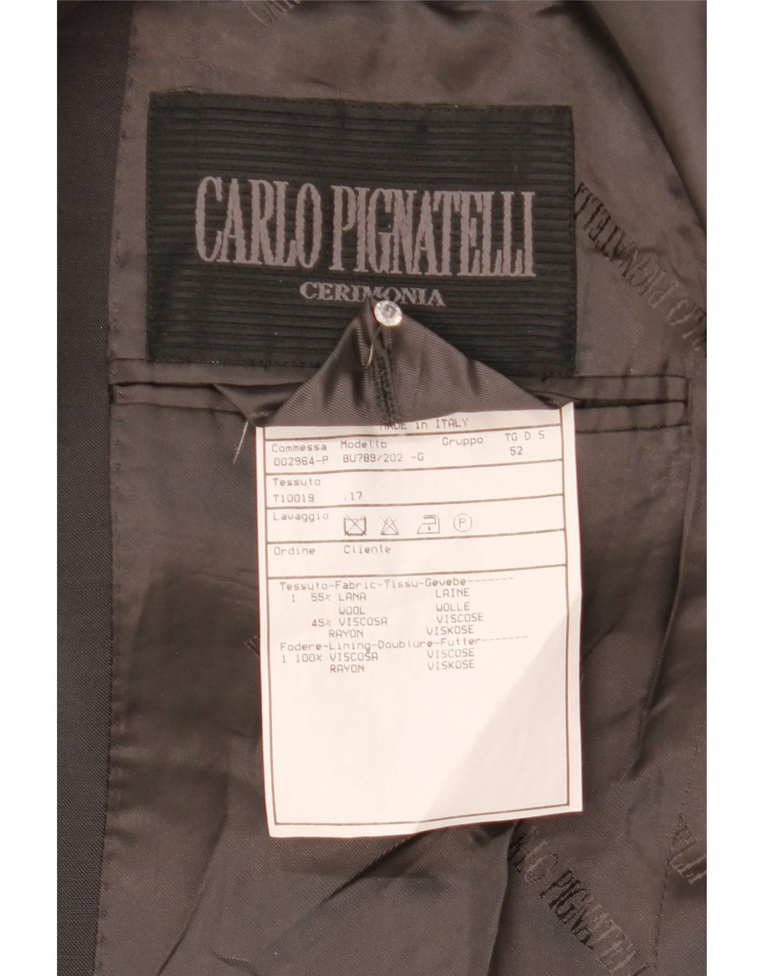 CARLO PIGNATELLI Herre 3-knaps blazerjakke IT 52 XL Grå Uld