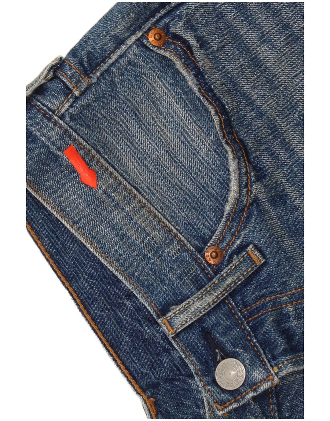 Levi's Womens 501 Distressed Denim Shorts W26 Små blå bomuld