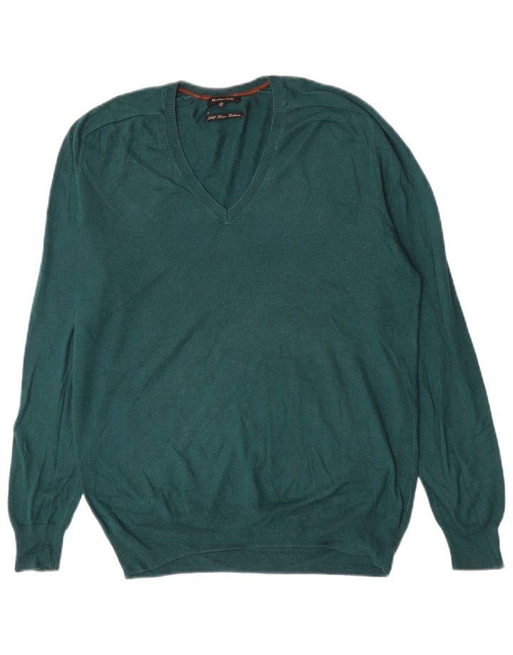 Massimo Dutti Herre V-hals sweater Lille Grøn Silke
