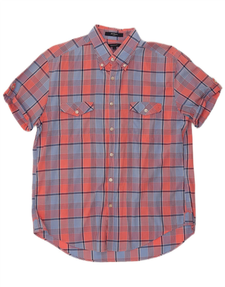 Gant Herre E-Z Fit kortærmet skjorte Stor flerfarvet ternet bomuld