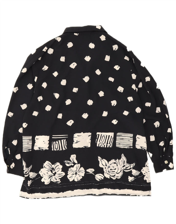 Jaques Vert Dame Oversized Shirt Bluse UK 16 Large Navy Blue Floral