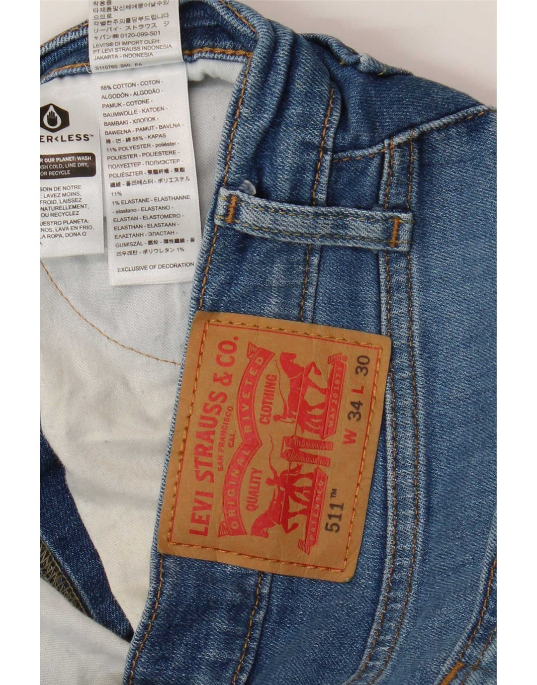 Levi's Herre 511 Slim Jeans W34 L30 Blå Bomuld