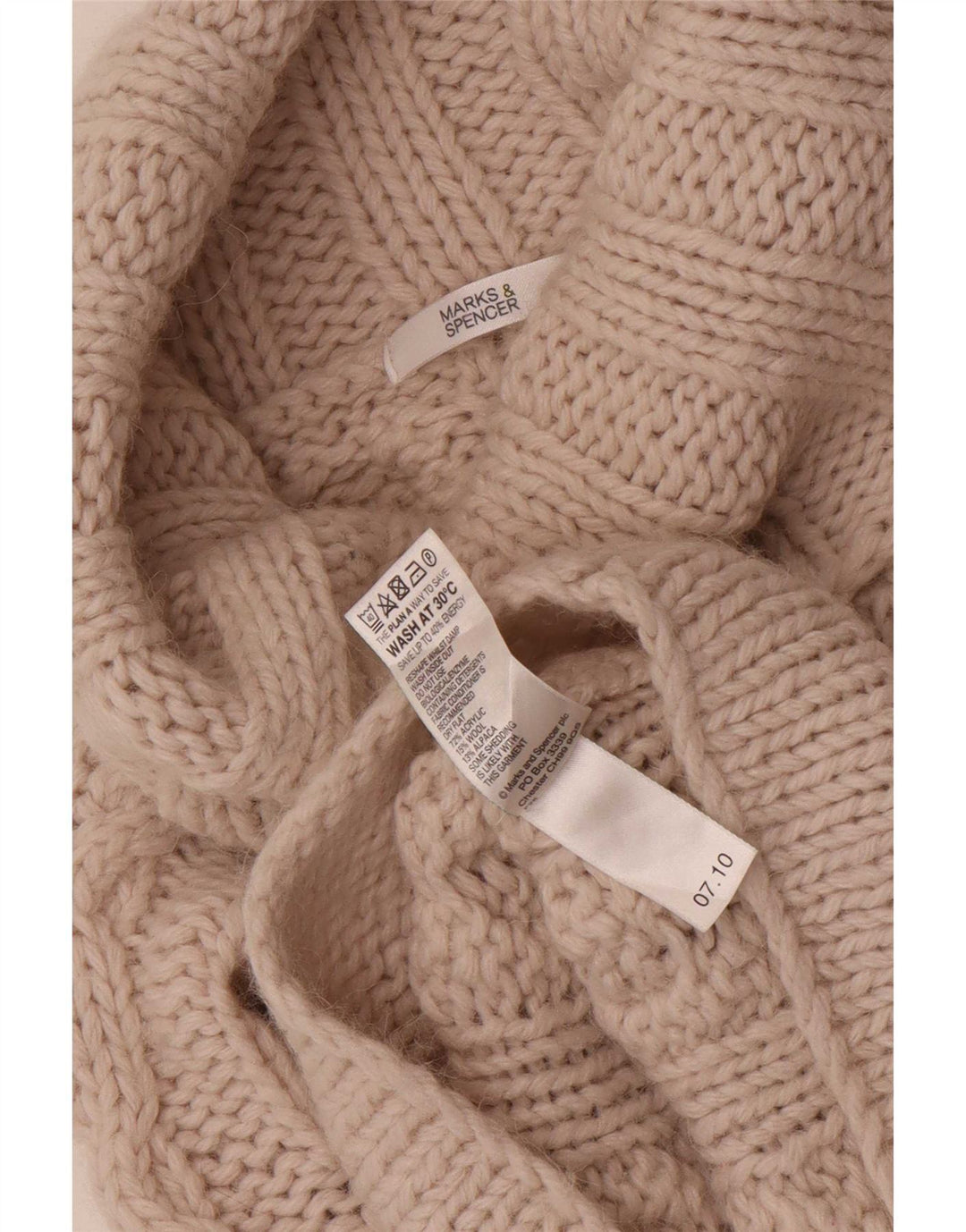 Marks & Spencer Dame Roll Neck Jumper Sweater UK 10 Small Beige Acryl