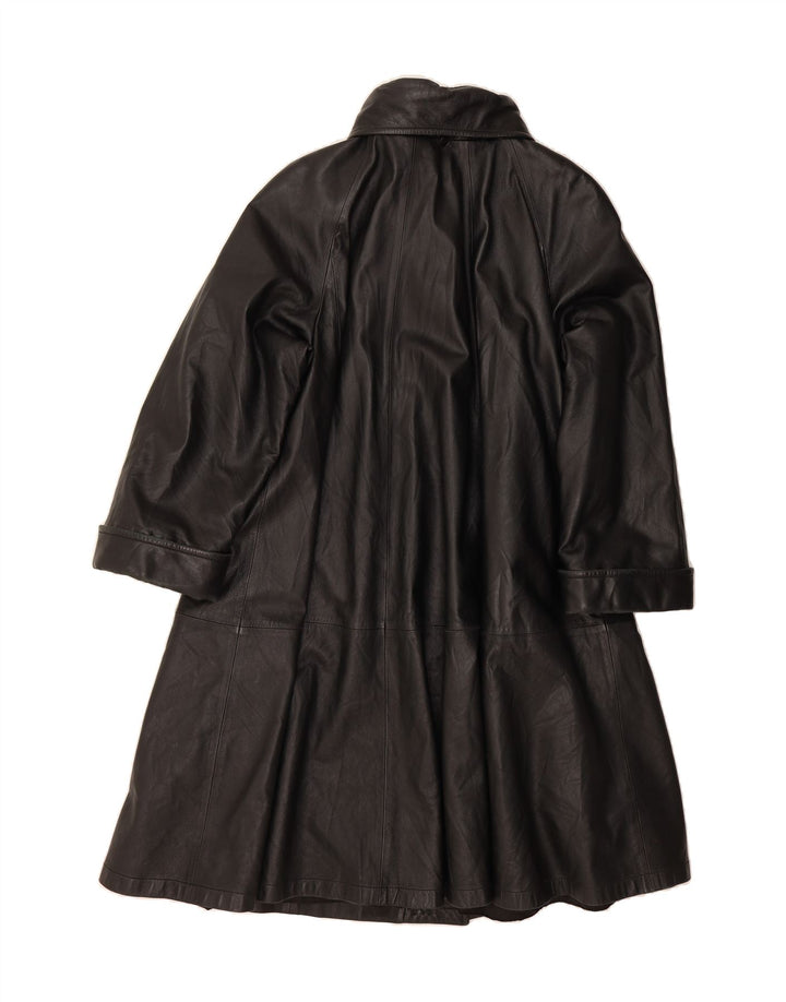 VINTAGE Womens Leather Coat IT 42 Medium Black Leather Vintage Vintage and Second-Hand Vintage from Messina Hembry 