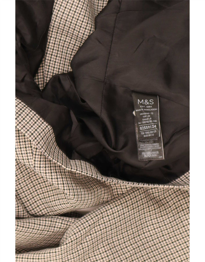 Marks & Spencer Dame 1-knaps blazerjakke UK 12 mellemgrå ternet