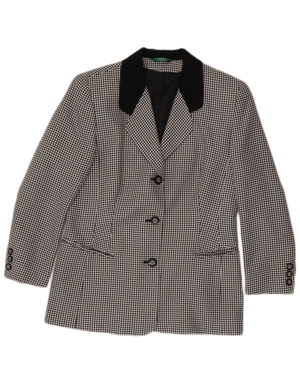 Canda Dame 3 Button Blazer Jacket UK 10 Small Black Houndstooth Polyester