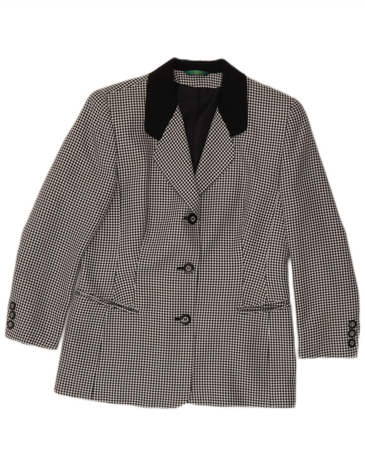 Canda Dame 3 Button Blazer Jacket UK 10 Small Black Houndstooth Polyester