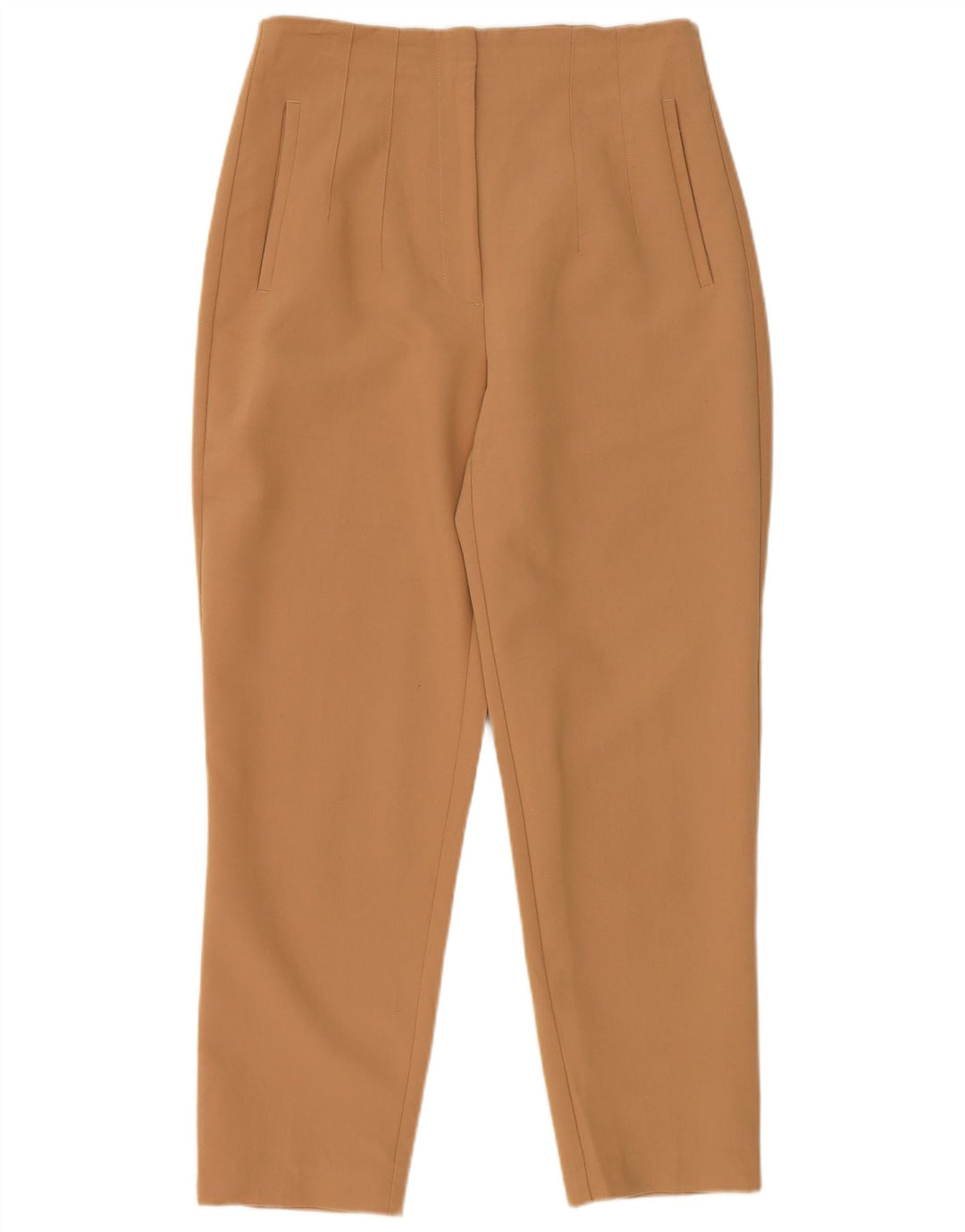 Zara Dame Slim Cropped Trousers Medium W28 L26 Beige Polyester