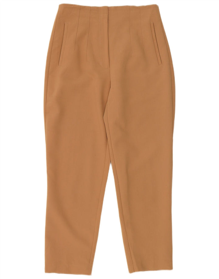 Zara Dame Slim Cropped Trousers Medium W28 L26 Beige Polyester