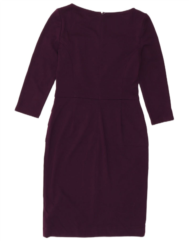 Chaps Dame 3/4-ærmet Skede Kjole US 4 Small Purple Polyester