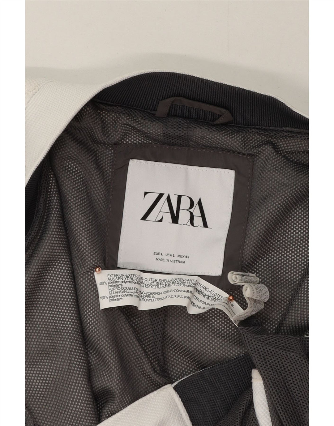 ZARA Mens Bomber Jacket UK 40 Large White Polyester