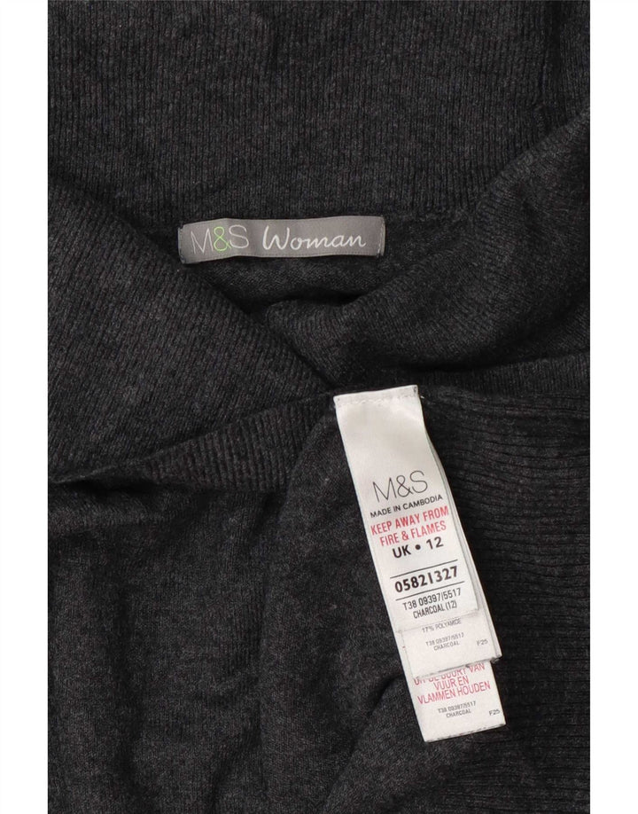 Marks & Spencer Dame Rullehals Sweater UK 12 Medium Grey Viscose
