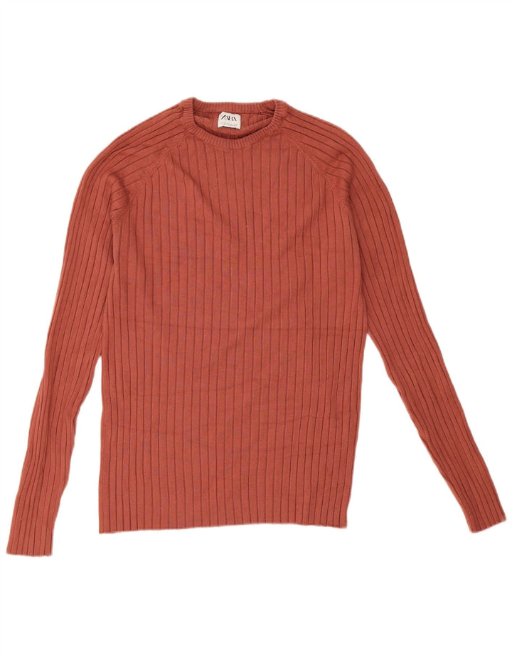 Zara Herre sweater med rund hals, medium brun viskose
