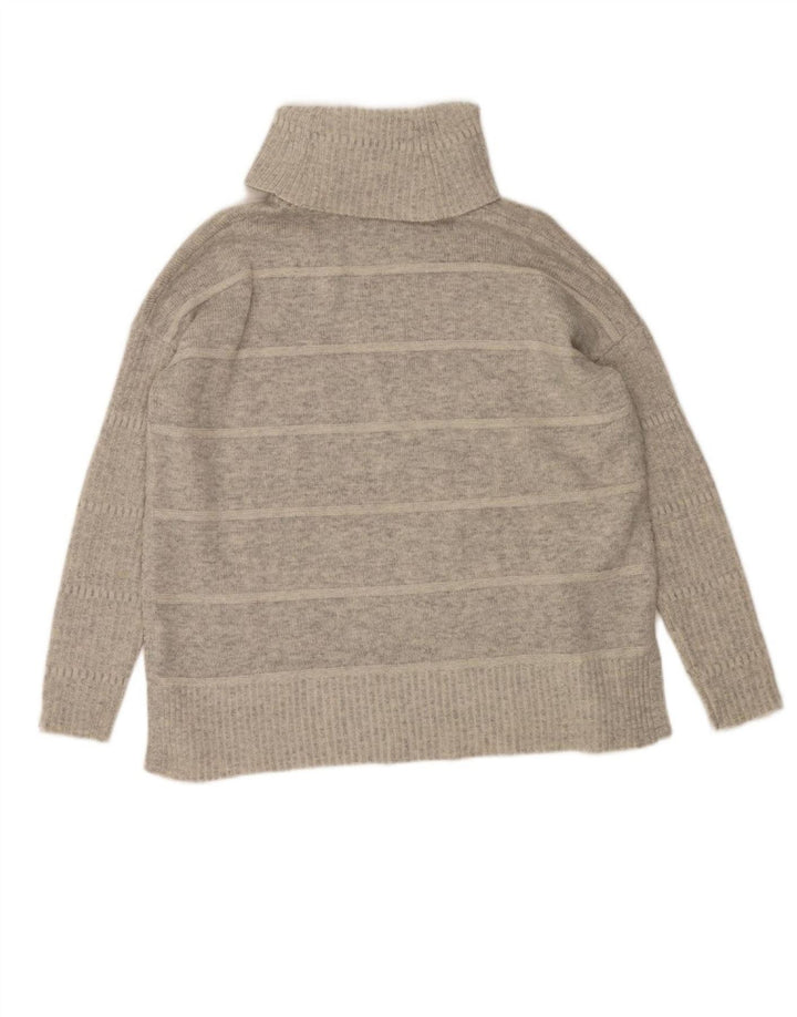 TOMMY HILFIGER Womens Roll Neck Jumper Sweater UK 10 Small Grey Striped
