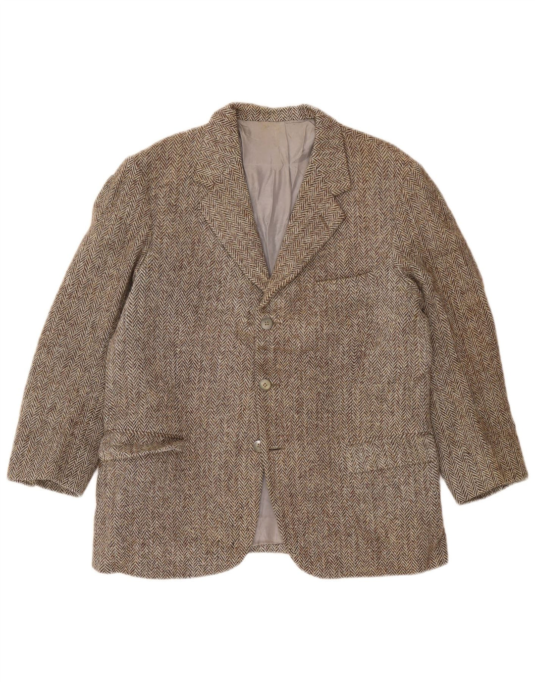 Harris Tweed Herre 3 Button Blazer Jacket UK 38 Medium Grey Herringbone