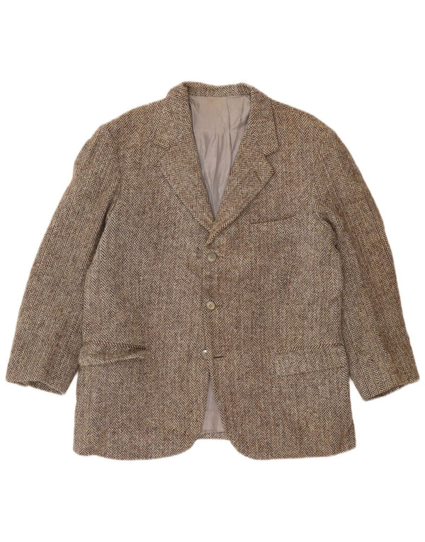 Harris Tweed Herre 3 Button Blazer Jacket UK 38 Medium Grey Herringbone