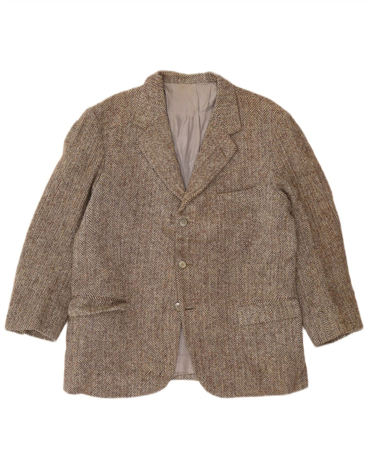 Harris Tweed Herre 3 Button Blazer Jacket UK 38 Medium Grey Herringbone