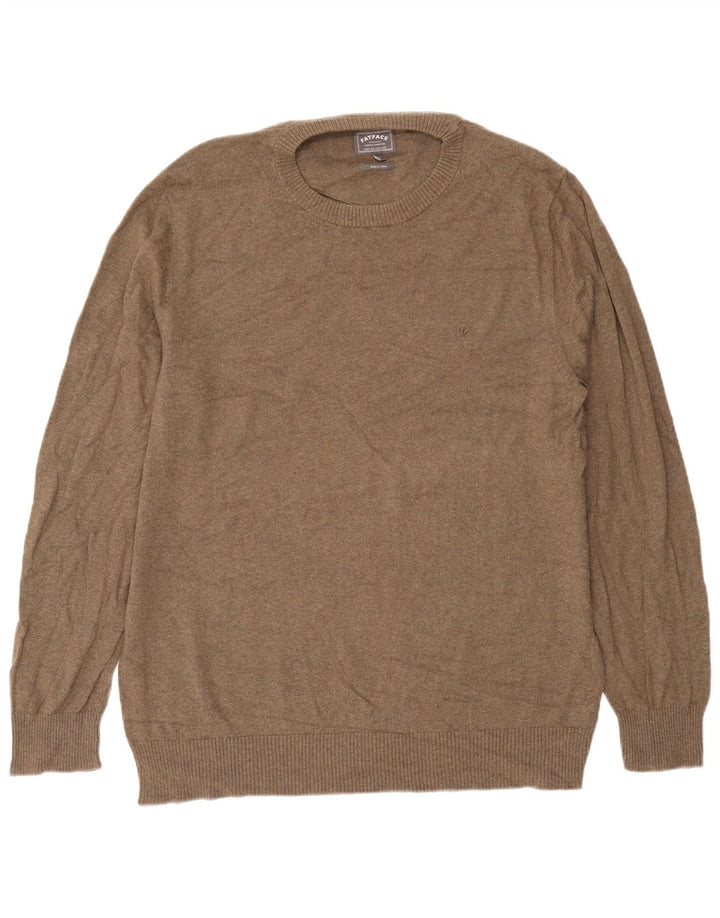 Fedt ansigt til mænd med rund hals sweater XL beige bomuld