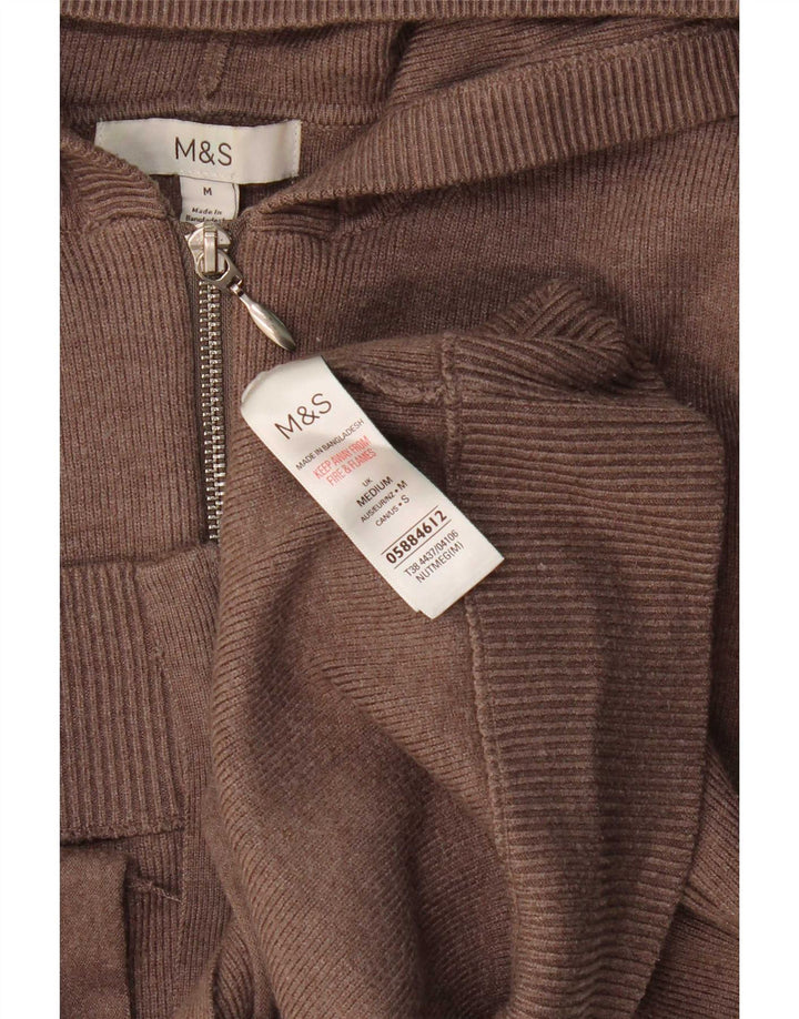 Marks & Spencer Dame hættetrøje cardigan med fuld lynlås UK 14 Medium Brun
