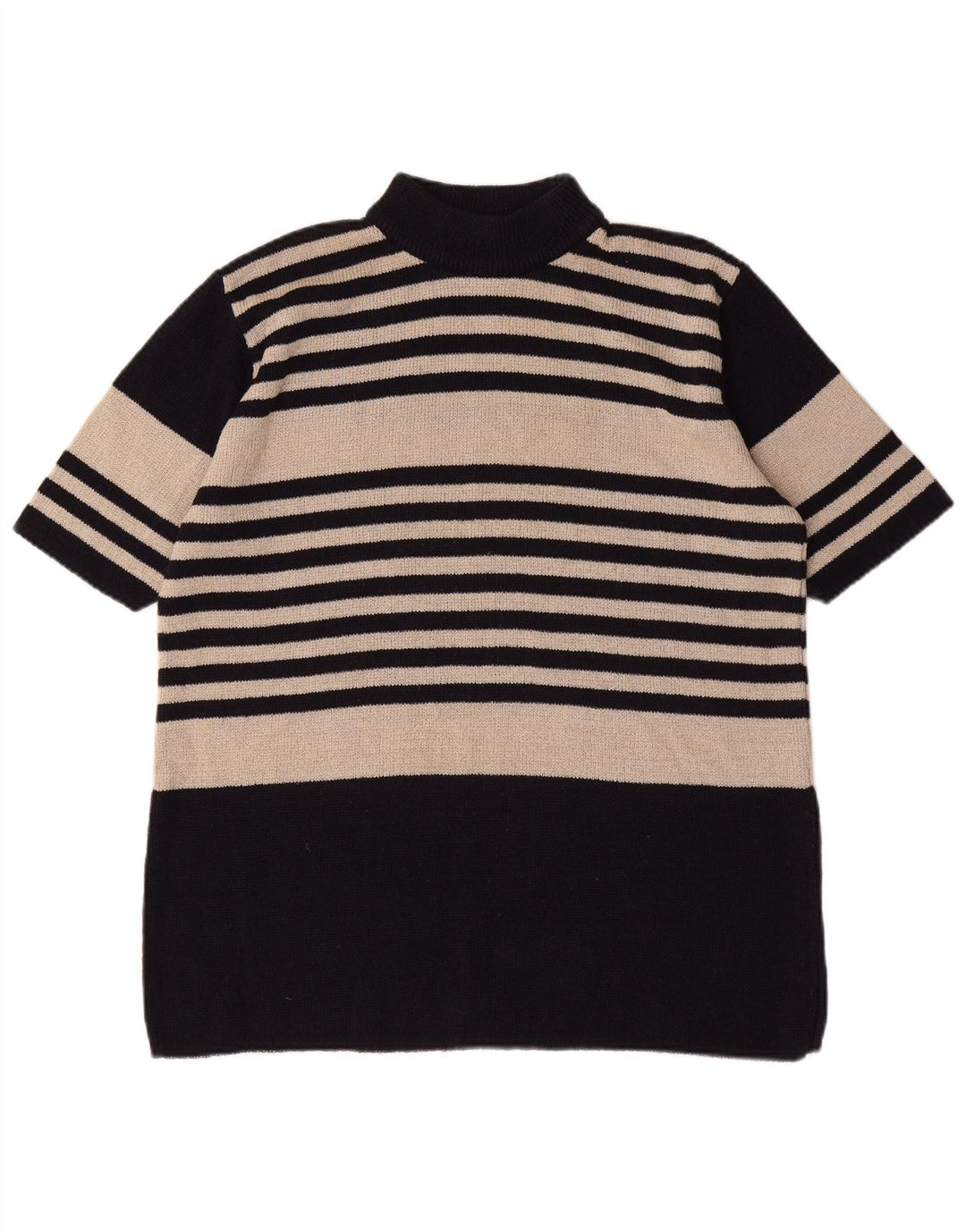 ST. BERNARD Dame Turtle Neck Sweater UK 14/16 Stor sort stribet