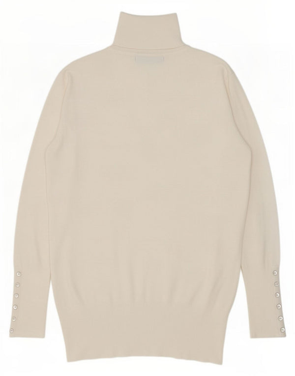 Zara Dame Roll Neck Jumper Sweater UK 16 Large White Rayon