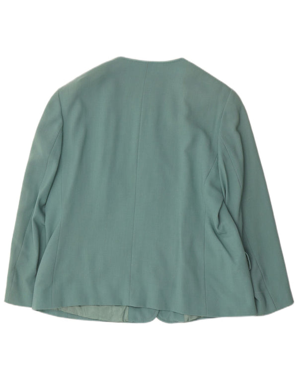 ELENA MIRO Dame 4-knaps blazerjakke UK 20 2XL Grøn Virgin Wool