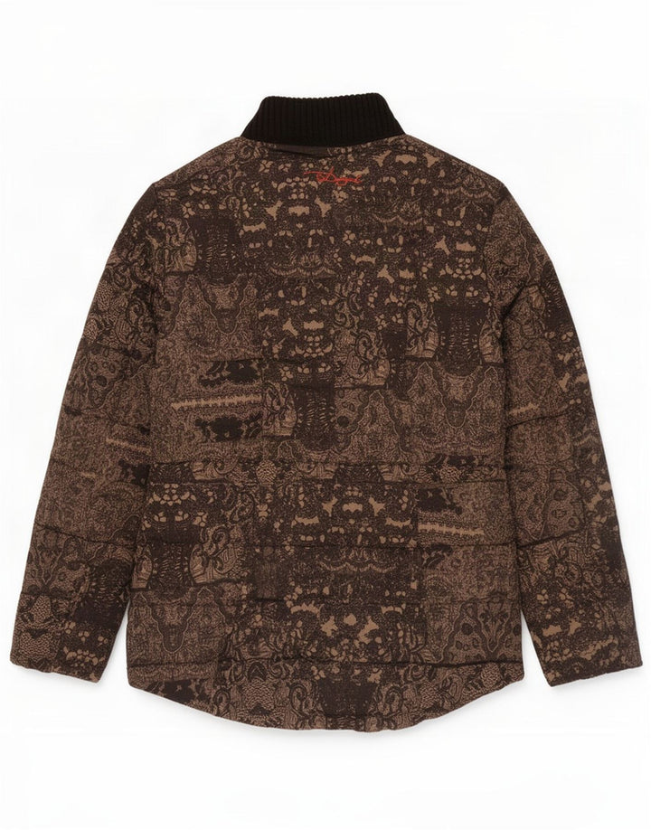 Desigual Dame grafisk polstret jakke EU 38 Medium Brun Paisley Polyester