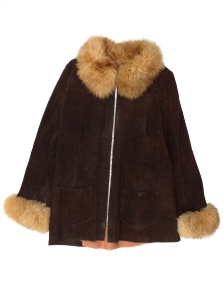 Vintage dame ruskindsjakke UK 12 Medium Brown