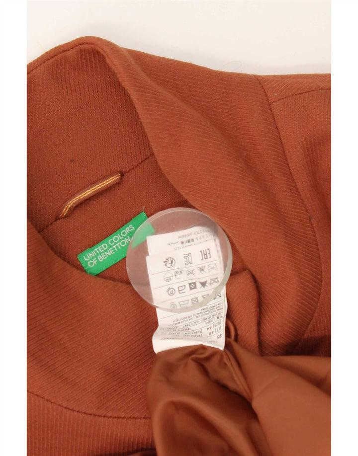 Benetton Dame Overfrakke UK 14 Stor brun polyester